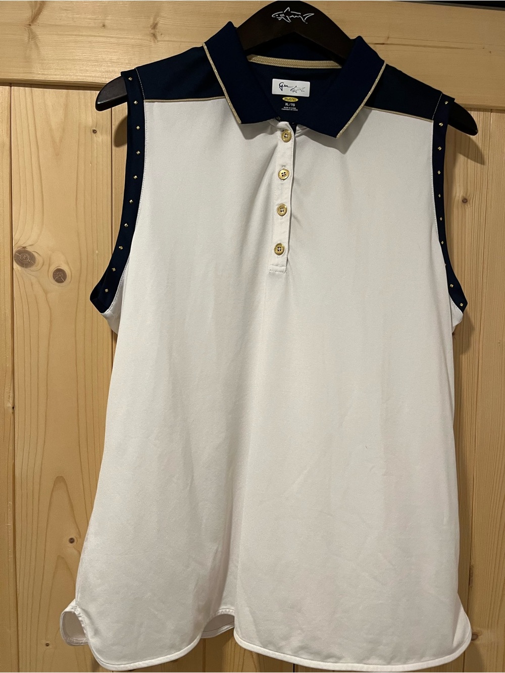 Greg Norman Collection Woman’s Sleeveless Vest Blue/Gold Trim XL